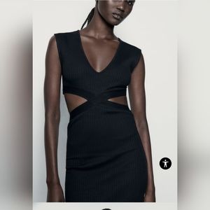 Zara cutout rib midi dress